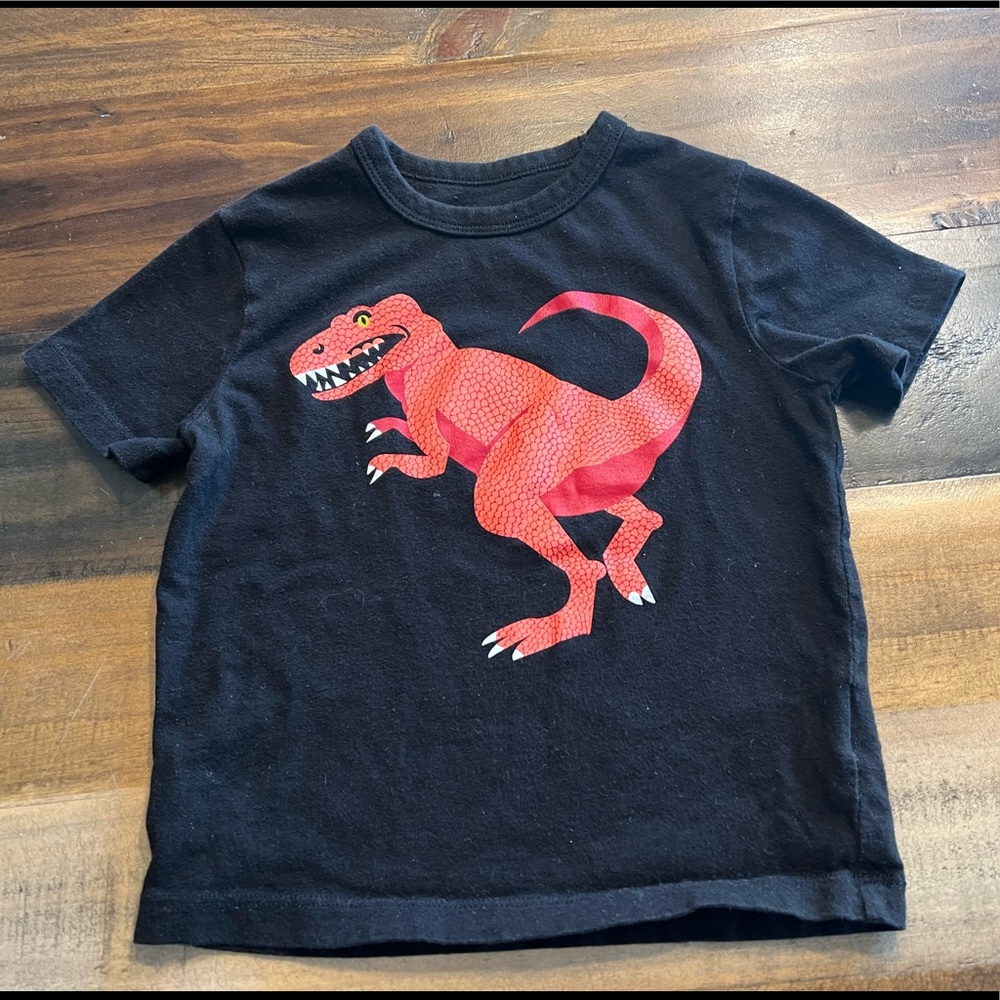 Baby Gap Size 3 Black T-Shirt with Orange/Reddish Dinosaur - Picture 1 of 3